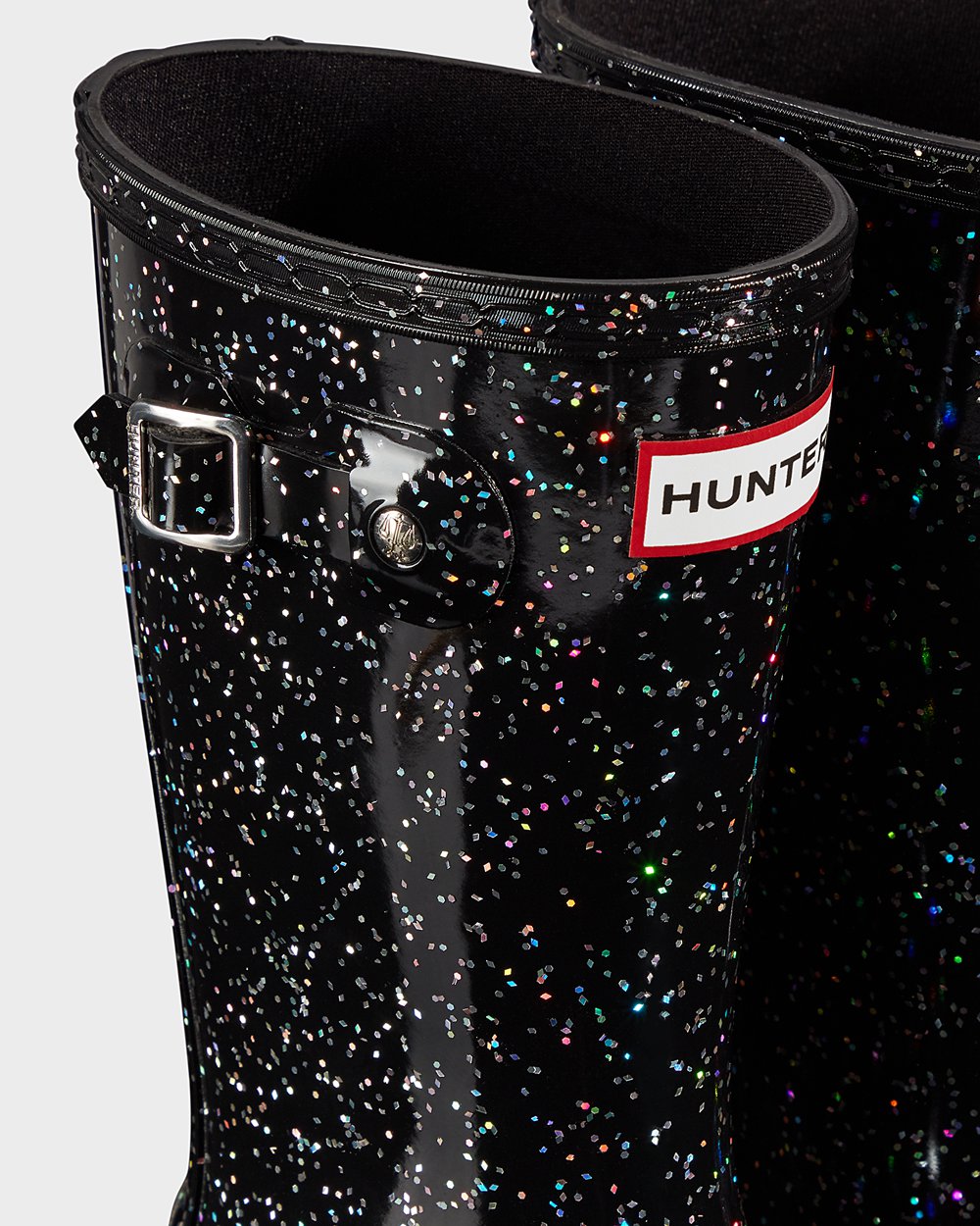 Botas De Agua Hunter Niños Original Big Giant Glitter - Negras - Argentina 0541XRLCS